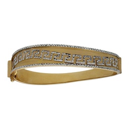 [PU1435] BRAZALETE BICOLOR TALLADO GRECA ORO 18KL