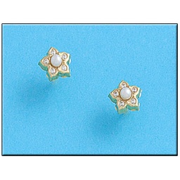 [P287] PENDIENTES EN ORO DE 18KL FLOR PERLAS