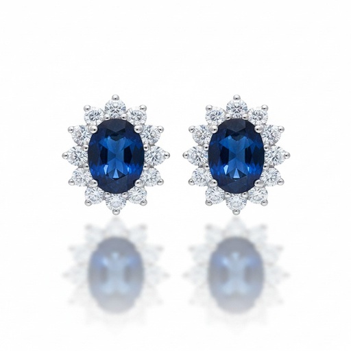 PENDIENTES ORO BLANCO 18KL ZAFIROS FINOS