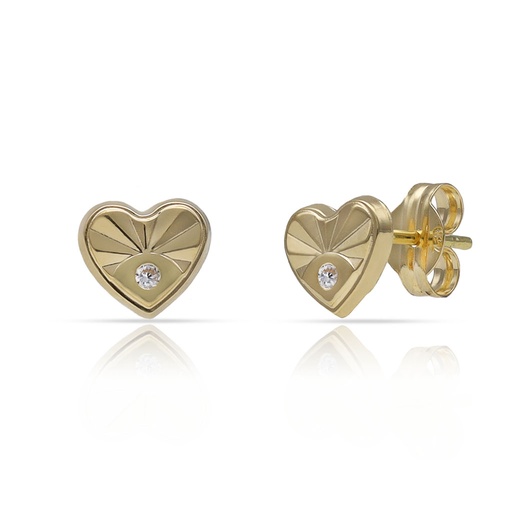 PENDIENTES ORO CORAZON CIRCONITAS - 6.50x5.50MM