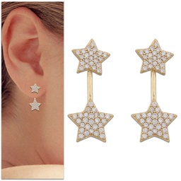 [P990] PENDIENTES ESTRELLAS ORO 18KL CIRCONITAS