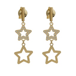 [P1488] PENDIENTES ESTRELLAS ORO 18KL CIRCONITAS - 8x24MM