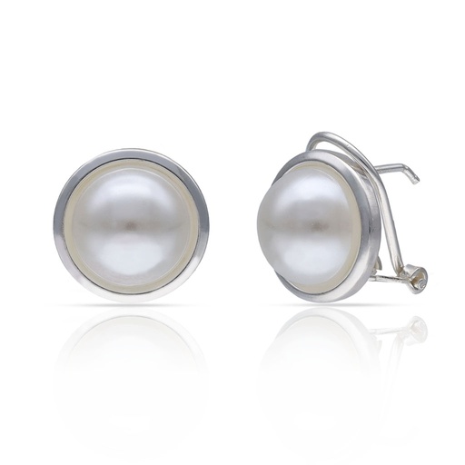 PENDIENTES PLATA 925MM CERCO + PERLAS - 13MM