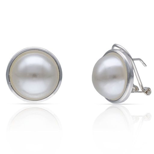 PENDIENTES PLATA 925MM CERCO + PERLAS - 14MM