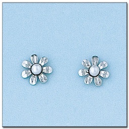 [P6019] PENDIENTES FLOR ORO BLANCO DE 18KL