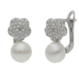 [AG1652] PENDIENTES FLOR PERLAS PLATA 925MM - 7x9MM