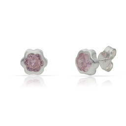 [AG1715] PENDIENTES FLOR PIEDRA ROSA PLATA 925MM - 5MM (copia)