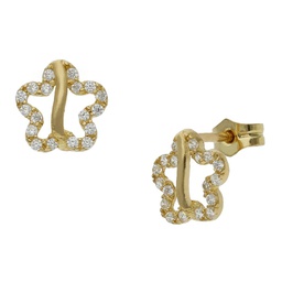 [P1051] PENDIENTES FLORES ORO 18KL CIRCONITAS