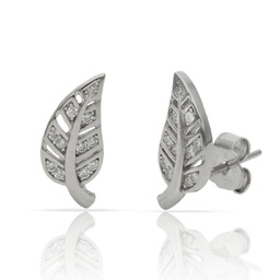 [AG1630] PENDIENTES HOJA CIRCONITAS PLATA 925MM - 6x14MM