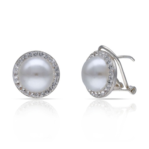 PENDIENTES PLATA 925MM CIRCONITAS + PERLAS - 13MM