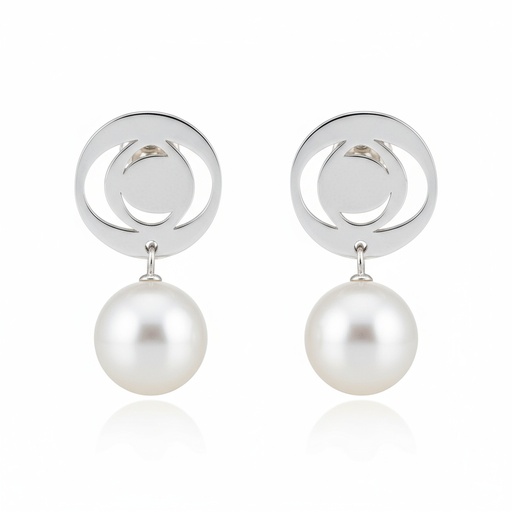 PENDIENTES PLATA 925MM CIRCULO + PERLAS