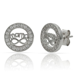 [AG1634] PENDIENTES MAMA + INFINITO PLATA 925MM - 10MM