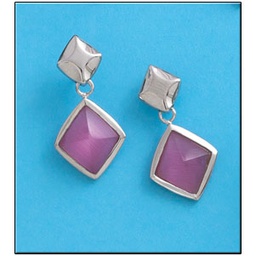 [AG1421] PENDIENTES OJO DE GATO FUCSIA PLATA 925MM