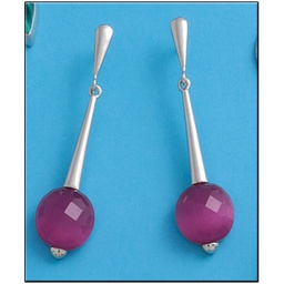 [AG1432] PENDIENTES OJO DE GATO FUCSIA PLATA 925MM