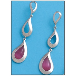 [AG1430] PENDIENTES OJO DE GATO FUCSIA PLATA 925MM