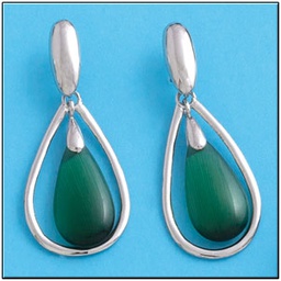 [AG1413] PENDIENTES OJO DE GATO VERDE PLATA 925MM