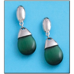 [AG1409] PENDIENTES OJO DE GATO VERDE PLATA 925MM