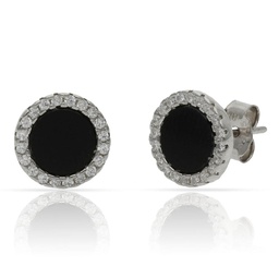 [AG1633] PENDIENTES ONIX CIRCONITAS PLATA 925MM - 9.50MM