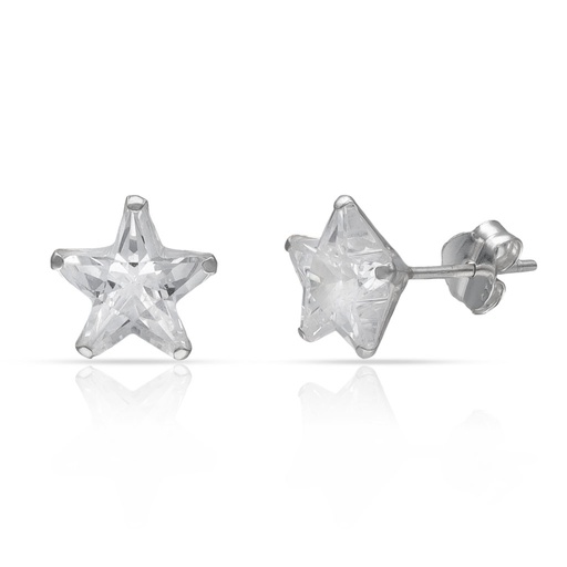 PENDIENTES PLATA 925MM ESTRELLAS CIRCONITAS - 8MM