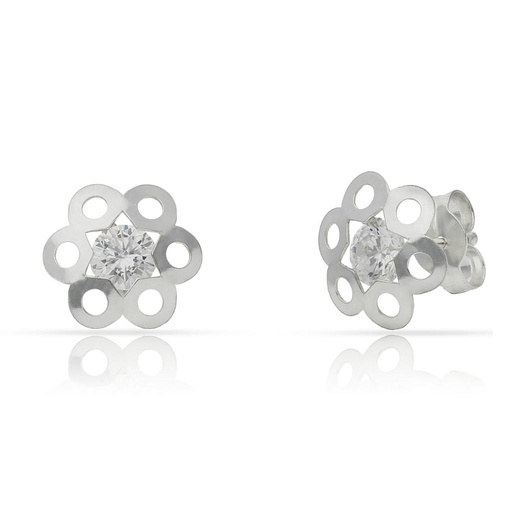 PENDIENTES PLATA 925MM FLOR CIRCONITAS - 10MM