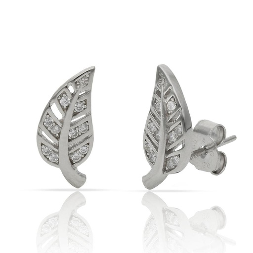 PENDIENTES PLATA 925MM HOJA CIRCONITAS - 6x14MM