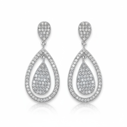 PENDIENTES PLATA 925MM LAGRIMA CIRCONITAS
