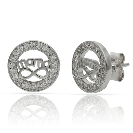 PENDIENTES PLATA 925MM MAMA + INFINITO - 10MM