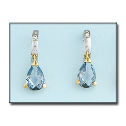 [P6398] PENDIENTES ORO 18KL  BICOLOR AGUA MARINA