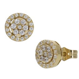 [P1278] PENDIENTES ORO 18KL - 2 EN 1 CIRCONITAS