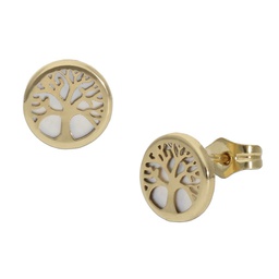 [P1108] PENDIENTES ORO 18KL ARBOL DE LA VIDA NACAR- 7MM