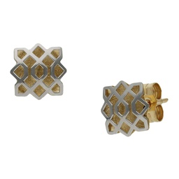 [P1127] PENDIENTES ORO 18KL BICOLOR - 7X7MM