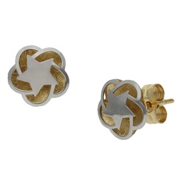 [P1128] PENDIENTES ORO 18KL BICOLOR - 8MM