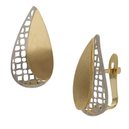 [P1456] PENDIENTES ORO 18KL BICOLOR - 9x17mm
