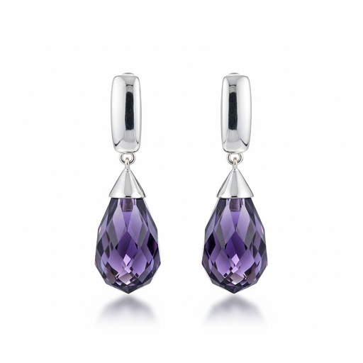 PENDIENTES PLATA 925MM PIEDRA VIOLETA