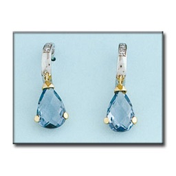[P6393] PENDIENTES ORO 18KL BICOLOR AGUA MARINA