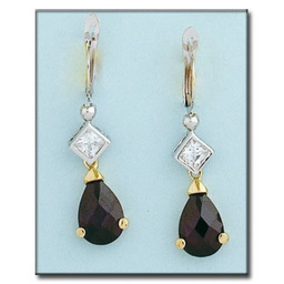 [P6422] PENDIENTES ORO 18KL BICOLOR AMATISTA