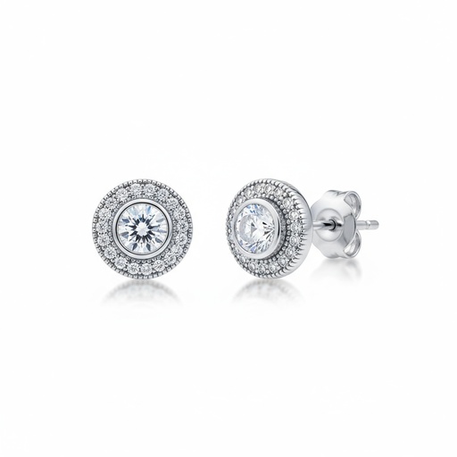 PENDIENTES PLATA 925MM REDONDO CIRCONITAS