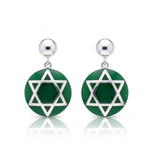 PENDIENTES PLATA 925MM RESINA VERDE