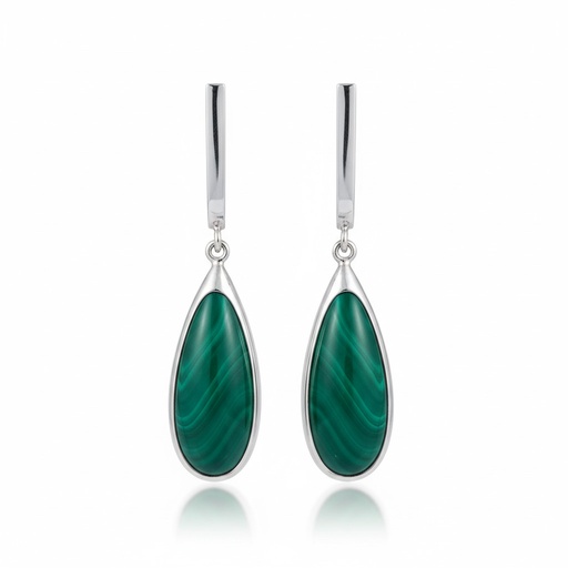 PENDIENTES PLATA 925MM RESINA VERDE