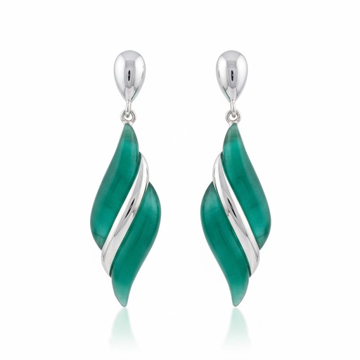 PENDIENTES PLATA 925MM RESINA VERDE