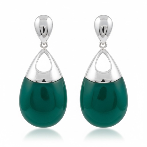 PENDIENTES PLATA 925MM RESINA VERDE
