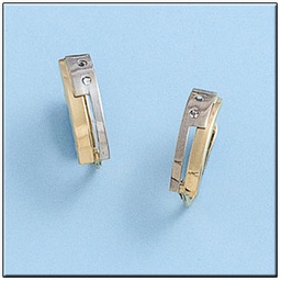 [P420] PENDIENTES ORO 18KL BICOLOR CIRCONITAS