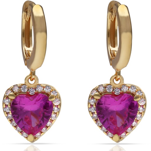 PENDIENTES PLATA CHAPADA ORO CORAZON PIEDRA ROJA