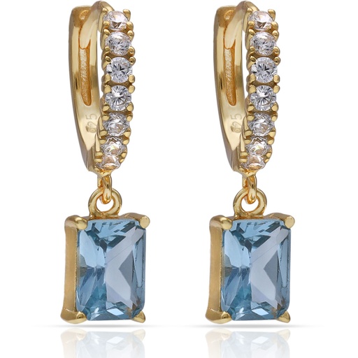 PENDIENTES PLATA CHAPADA ORO PIEDRAS AGUA + CIRCONITAS