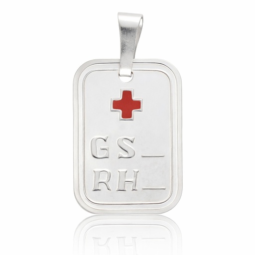 PLACA PLATA 925MM GRUPO SANGUINEO PEQUEÑO - 14x20MM
