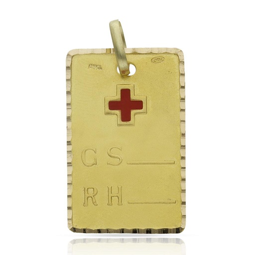 PLACAS ORO 18KL GRUPO SANGUINEO - 18X29MM