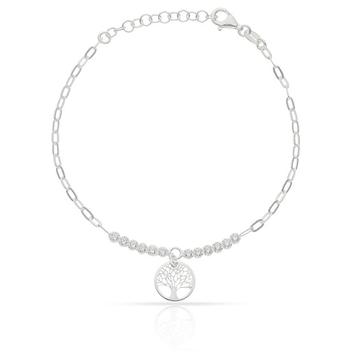 PULSERA ARBOL DE LA VIDA + CIRCONITAS PLATA 925MM