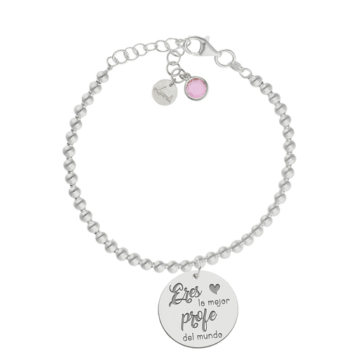 PULSERA MI HISTORIA BOLAS PLATA 925MM MEJOR PROFE