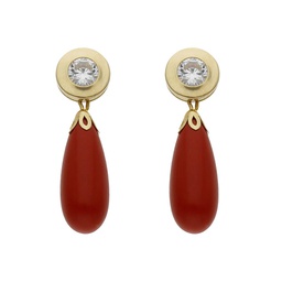 [P1365] PENDIENTES ORO 18KL CORAL SINTETICO