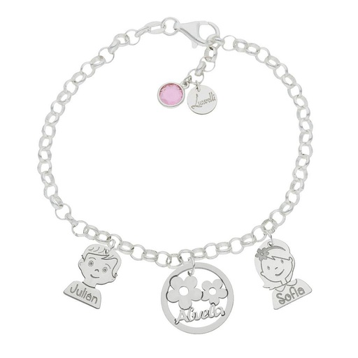 PULSERA MI HISTORIA PLATA 925MM ABUELA FLORES